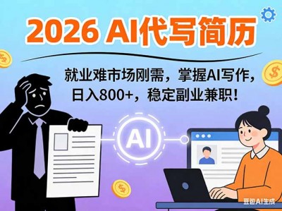 AI代写简历高收益实战教程万能模板月入1-3万