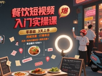 餐饮短视频入门实操教程，引爆同城流量，打爆单店