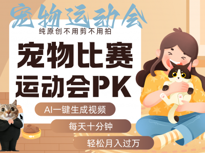 AI萌宠运动员竞技视频教程：每天十分钟，附提示词文案库