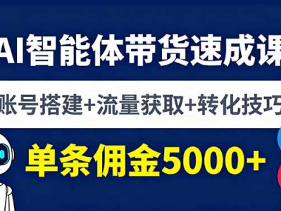 AI智能体带货速成课账号搭建流量获取转化技巧