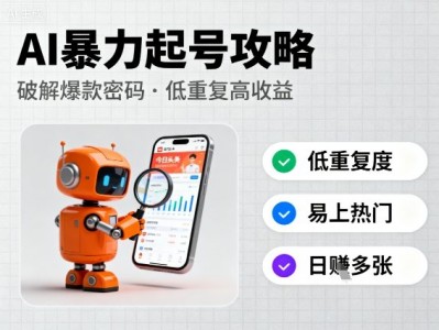 今日头条AI高效起号教程，内容重复度低易爆，日收益高