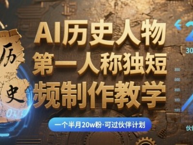 AI历史人物第一人称独白短视频制作教学快速涨粉与变现指南