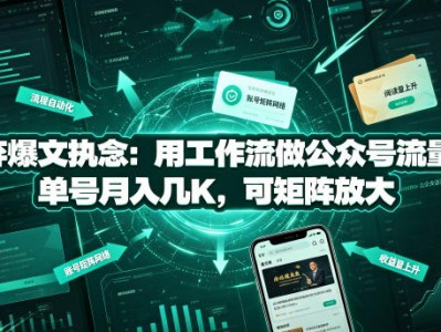 放弃爆文执念用工作流做公众号流量主单号月入几K可矩阵放大