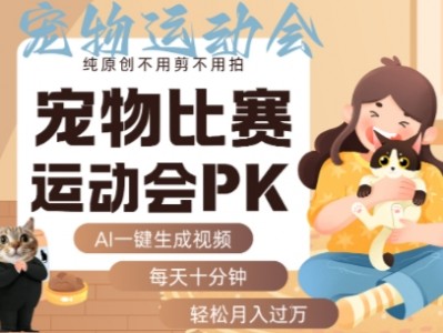 AI一键生成宠物比赛运动会PK视频教程，每天十分钟轻松月入过万