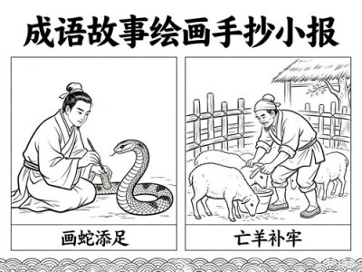 成语故事绘画手抄小报黑白线稿126款资源