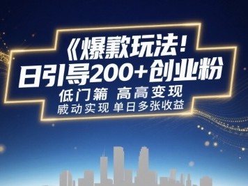 日引200+创业粉低门槛高收益盈利教程